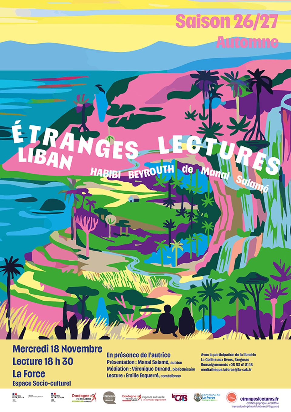 Étranges lectures à La Force, Espace Socio-Culturel, mercredi 18 novembre 2026 à 18h30, entrée libre et gratuite.